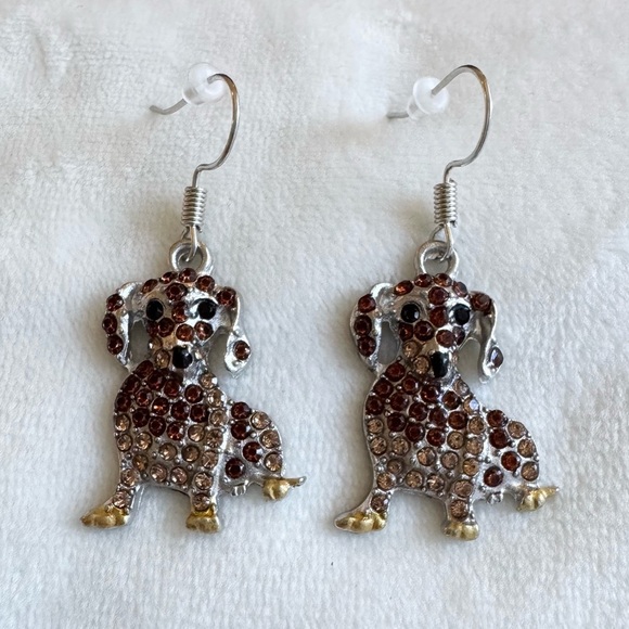 Jewelry - Dachshund Dog Dangle Sparkly Earrings New